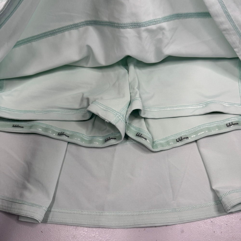 Lululemon Pace Rival Mint Green Pleated Athletic Tennis Skirt with‎ Shorts Sz 10 - Picture 5 of 9